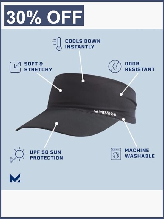 Cooling Stretchy Visor, UPF 50 Sun Protection, No Slip Band main image 7